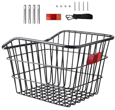 Rear Wire Basket Rack - Metal Rear Bikes Basket | Cycling Wire Rear Basket | Large Rear Cycle Basket Shopping Basket | Frame Cycle Rear Shelf | Electric Cycle Rear Storage Basket For Schoolbag Hat