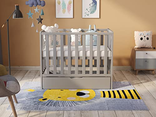 Love For Sleep Babybett Beistellbett 100x50cm mit Schaumstoffmatratze Aloe Vera Grau Paris Kinderbett Baby Bett Holz - Kinderbett Babybett, Mitwachsend Gitterbett Baby Bed