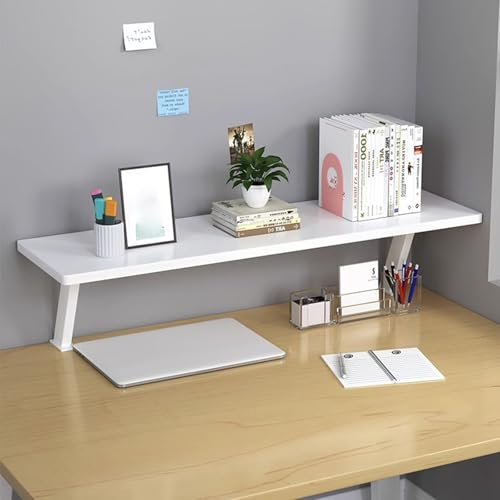 Desktop Bookshelf Organizer Clamp On Heightening Desk Shelf for Computer Accessories White 80cm/31in