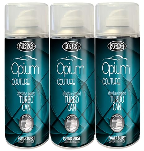 Opium Couture Turbo Car Air Freshener Spray – Powerful, Strong & Long Lasting Odour Eliminating Rich Sensual Scent – Interior Freshener & Essential Car Accessories for Men and Women – 400ml, 3 Pack