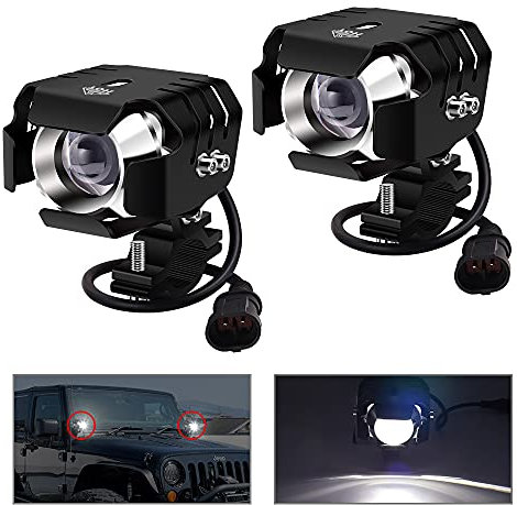 Biqiure 2PCS Feux Additionnels 6000K Blanc 3000K Ambre,20W Projecteur 12V 24V LED Phares Supplémentaires pour Quad Scooter