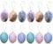 BOOSHMall 12 x Ostereier mit Federn, Ostereier zum Anhängen, Hängdeko für Ostern, 4 * 6 cm Größe Ostereier in Naturei-Optik, Osterdeko und Frühlingsdeko