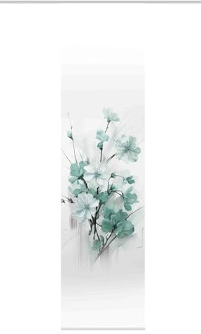HOME WOHNIDEEN Schiebegardine Lotus, Seidenoptik, Blickdicht, 245x60 cm, Kirschblüten, Farbe:Mint, Größe:245 x 60 cm, Anzahl:1x