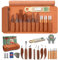 COZYGIFT Wood Carving Kit for Adults & Beginners - 29-Piece Professional Set with Leather Tool Roll, 7 Whittling Knives + 6 Detail Gouges, Splinter-Free Wooden Handles for Woodworking & DIY Gifts