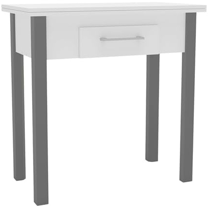 Miroytengo Mesa de Cocina Extensible Sendai Estilo Contemporáneo en Color Blanco y Gris para 2 Plazas 43x80x40-80 cm