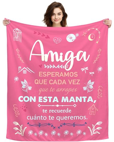 Regalos Originales para Amigas Navidad, Regalos de Amistad, Regalos para Mejor Amiga Mujer Decoración Mantas Regalos de Cumpleaños Amistad Manta Personalizada 150x130CM (Amiga-a)