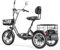 cysum Elektro Dreirad für Erwachsene, 16 Zoll faltbares 3 Rad E-Bike, 48 V 22 Ah Batterie, Reichweite bis zu 120 km,Lastenrad E-Dreirad,Tragkraft 150KG