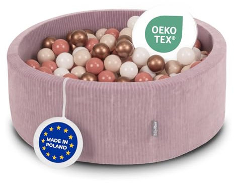 KiddyMoon Piscine À Balles Enfants Mousse 90X30cm/200 Balles pour Motricité Bébé