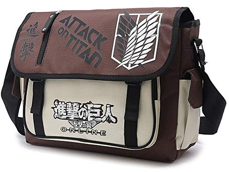 JONWIDR Titan Japanese Anime Cosplay Shoulder Bag School Bag Messenger Bag Crossbody Pack Vintage Shoulder Laptop Bag