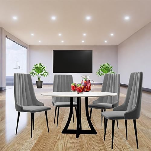 Agritrade AK ORION 03 100 Modern Set Table with Upholstered Chairs Quilted Velvet White Black and Grey