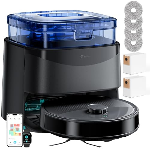 Lefant M3 Robot Aspirapolvere Lavapavimenti con Mappatura, 12000Pa, Stazione All-in-One, Autosvuotamento 3.2L, Laser dToF 360°, Ostacoli PSD, Lavaggio Mop 45°C e Asciugatura, WiFi 2.4G/5G, Alexa/APP