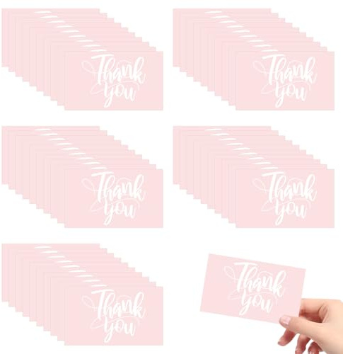 CHROMACRAFT 100 Semplici Biglietti di Ringraziamento Rosa, Grazie per Le Donne per Affari O Matrimoni, Toni Morbidi E Caldi, Saluti Universali, Confezione di Grande capacità.