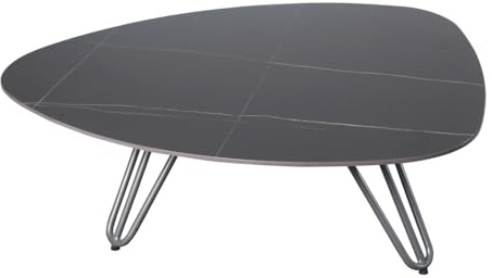 DELUKE Gartentisch Judit - Aluminium, gesinterter Stein, Grau, 88x110x31,5cm | Terrassentisch Wetterfest Outdoor Tisch