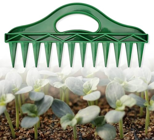 12-Hole Seed Planter Tool,Manual Transplanting Seed Spreader Fixed-Spacing Garden Dibber Soil Digger Gardening Dibber for Planting Vegetables Flowers