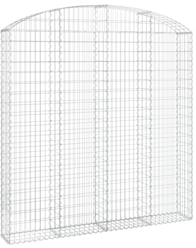 HETFTJN Panier à gabion surélevé 200 x 30 x 200/220 cm en fer galvanisé, gabion robuste avec arc surélevé, clôture de gabion stable pour jardin, brise-vue et décoration extérieure