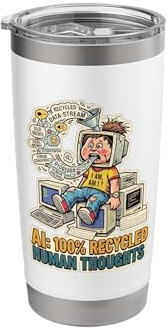 Recycled Human Thoughts AI Satire Technology Coding LML Mode Stainless Steel Insulated Tumbler