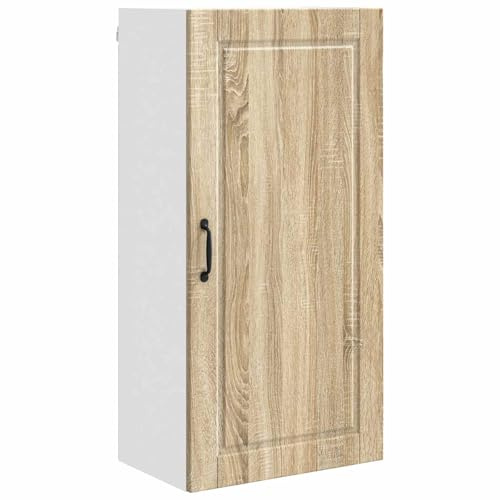 Roanoer Wandschrank Porto Küchen-Hängeschrank Sonoma-Eiche Optik, Oberschrank aus Holzwerkstoff mit 1 Tür und 3 Fächern, Wandmontierter Vorratsschrank für Küche, 50 x 31 x 100 cm