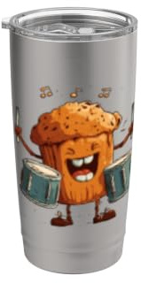 Drumming Muffin Cake Costume for Baked Cupcake and Drums Stainless Steel Insulated Tumbler