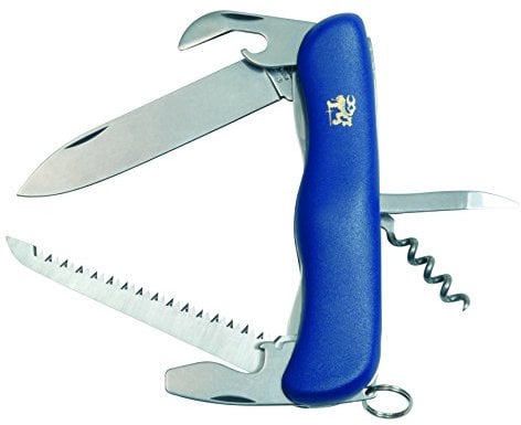 Mikov Praktik Taschenmesser, 6a Funktionen Multitool Messer, BLUE Kunststoff Griff, scharfes kleines Klappmesser, Outdoormesser 9cm ROSTFREI Klinge für Jagen/ Angeln/ Camping, Multifunktionswerkzeug