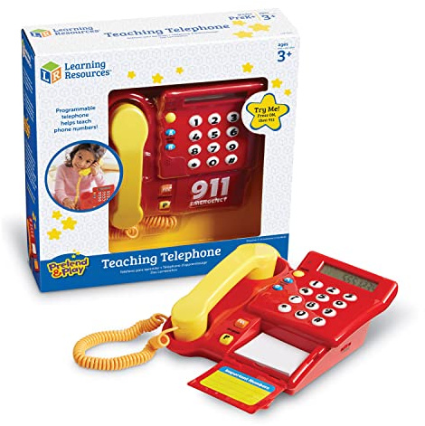 Learning Resources Teaching Telephone - 1 Piece, Ages 3+ Toddler Learning Toys, Pretend Play Telephone, Toy Telephone, Phone for Kids, Pre-Recorded Greetings, Develops Memory Skills