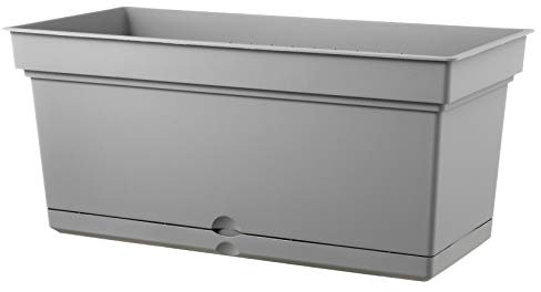 Teraplast Aqua Dimensioni 99,0cm x 47,0cm x 43,5cm - Fioriera Da Esterno In Plastica Opaca, Colore Grigio Nebbia, 100% Riciclabile Con Riserva D'Acqua. Vaso Rettangolare Da Esterno.