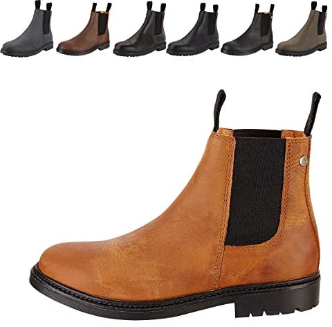 SUEDWIND FOOTWEAR Reitstiefeletten für Damen NEW WORK – Chelsea Boots aus Leder – Reit- & Freizeit-Stiefelette mit Ortholite-Fußbett, Gummisohle & Lederinnenfutter – Cognac – Gr. 41