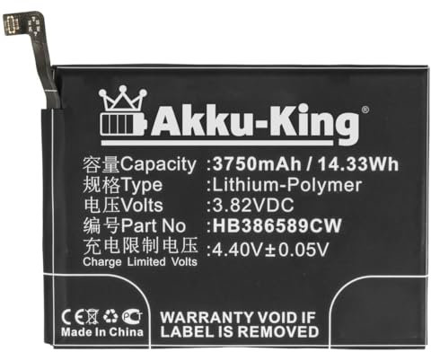 Akku-King Akku kompatibel mit Huawei HB386589CW - Li-Polymer 3750mAh - für P10 Plus, P10 Plus Premium Edition, Honor View 10