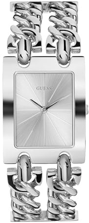 Guess Montre Bracelet Multi-chaînes argenté pour Femme avec maillons Auto-réglables Couleur : argenté (modèle : U1117L1)
