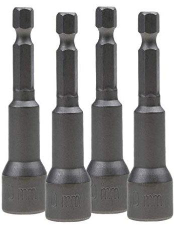 Tenlacum 4X Metric 10mm Socket Magnetic Nut Driver Set Adapter Drill Bits 1/4'' Shank