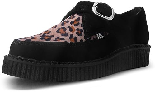 T.U.K. Pointed Creeper Monk Buckle - Herren & Damen Schuhe - Farbe Black Leopard Suede - Größe EU44