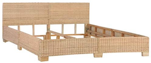 vidaXL Bettgestell Bett Rattanbett Schlafzimmerbett Doppelbett Ehebett Bettrahmen Schlafzimmermöbel Handgewebt Echtes Rattan 180x200cm