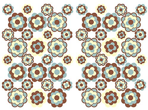56 Hippie Aufkleber Blumen Sticker selbstklebend Flower Power Dekor für Auto Fahrrad Bus Wände Möbel Retro Style 70er Jahre Kult (Braun Beige, Matt (R063))