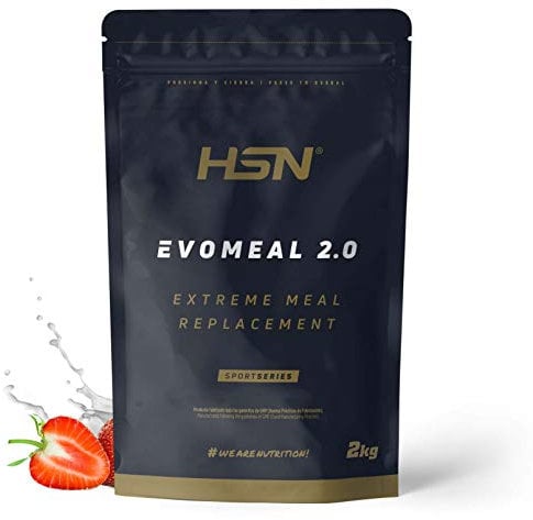 HSN Batido Sustitutivo de Comida Evomeal 2.0 | Fresa 2Kg = 36 Tomas por Envase para el Control y Pérdida de Peso | con Proteína Whey, Vitaminas, Minerales y Omega-6 | Sin Gluten y Vegetariano
