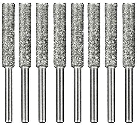 Nifocc 8 PCS Diamond Sharpening Wheels Diamond Chainsaw Sharpener Burr Grinding Stone File for Metal Chainsaw Alloy Steel Jade Gem Stone Carving Ceramics Glass - 3/16 4.8mm
