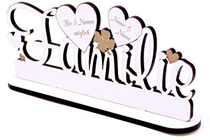 Deko Aufsteller - Familie mit Wunschnamen - Schild zum Hinstellen Schriftzug 21x10cm
