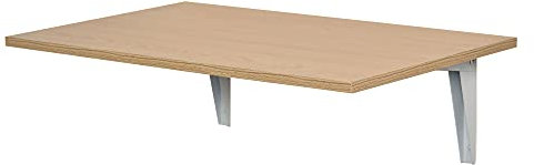 HOMCOM Tavolino a Muro Pieghevole Salvaspazio in MDF e Telaio in Metallo, per Cucina Salotto, Color Legno, 60x40x20cm