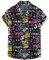 T-Shirt Herren Hip Hop Style Vintage Druck V-Ausschnitt Herren Freizeitshirt Sommer Atmungsaktiv Kent-Kragen Knopfleiste Taschen Kurzarm Shirt Mode Trend Hawaii Herren Strandhemd XH67 3XL