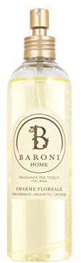 Baroni Home Vaporisateur de Parfum pour Tissus et Ambiance, Essence pour la Maison à les Huiles Naturelles Made in Italy, Parfum Aromathérapie, 250 ml, Charme Floral Muguet Fleurs d'Orange Orchidée