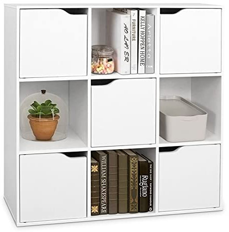 Lillyvale Cube Storage Unit Bookcase Book Shelf Rack Case Shelving Display Unit Cabinet Shelves Small Slim Living Room Bedroom White Black (White)