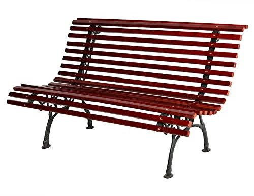 INDA-Exclusiv Große Massive Parkbank aus Metall und Holz Gartenbank Sitzbank Farbe Dunkelbraun 150 x B. 70 x H. 81cm