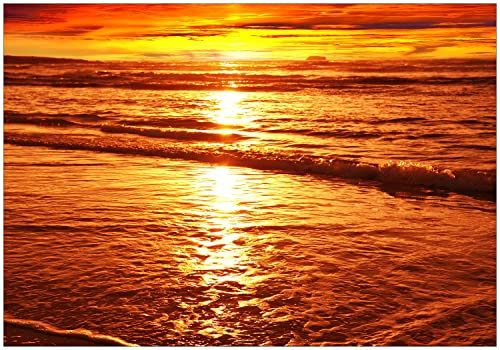 Wallario Vliestapete Fototapete Farbenfroher Sonnenuntergang über dem Meer II - Wandtapete Größe: 200 x 140 cm