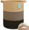 BOSROTY Large Blanket Basket, Nursery Hamper, Tall Laundry Basket 72L, Cotton Rope Woven Laundry Hamper for Storage Toys Clothes Towels, 40 x 55 CM, Brown & Black