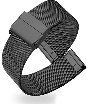 AEMALL Ersatzarmband für LG W100 W110 W150, Milanaise-Armband für Asus Vivowatch Zenwatch, 2-fach faltbar, mit Schnalle, For ZENWATCH, Achat