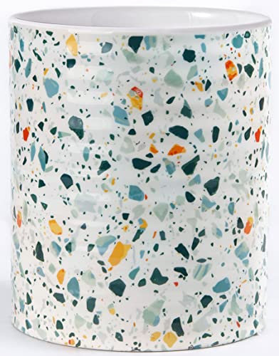 LEAZUL Extra Large Terrazzo Marble Pattern Ceramic Utensil Crock, Countertop Utensil Organizer, Kitchen Decor, Housewarming or Wedding Gift - Blue
