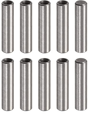 sourcing map M3 Filettatura Interna Tassello Pin 10 pz 5x20mm Smussatura Piatto In Acciaio Al Carbonio Perno Cilindrico Letto Libreria Dispositivi Metallo Spille Industriali