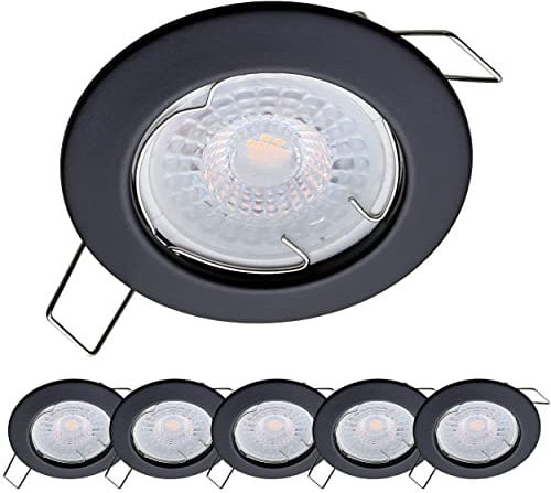 Oktaplex 6er Set LED Spots - 3 Stufen dimmbar - 4,8W 2700K 230V 380lm Warmweiß 110° - Deckenspot Schwarz Lochmaß 60mm Deckenstrahler Sedan