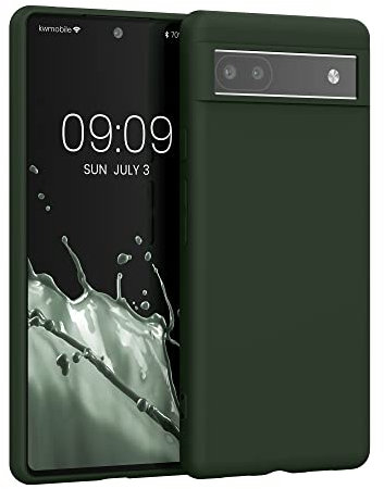 kwmobile Hülle kompatibel mit Google Pixel 6a Hülle - weiches TPU Silikon Case - Cover geeignet für kabelloses Laden - Dunkelgrün matt