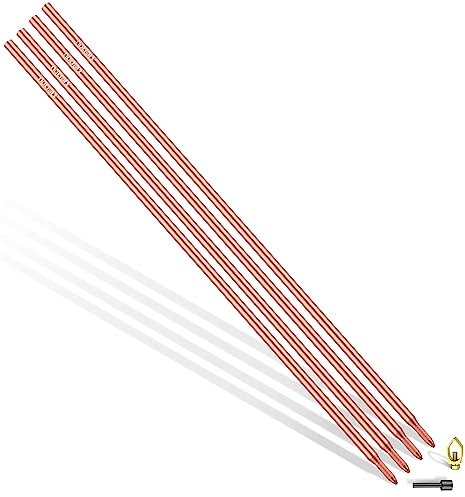 Nucraft Tiefenerder Erder Erdung Staberder Ø14.2mm Kohlenstoffstahl,0.2MM Rotkupfer Beschichtung mit Klemme SET 1M 3M 4M Zusammensetzung (SET 4M Ø14.2 4x1000mm)