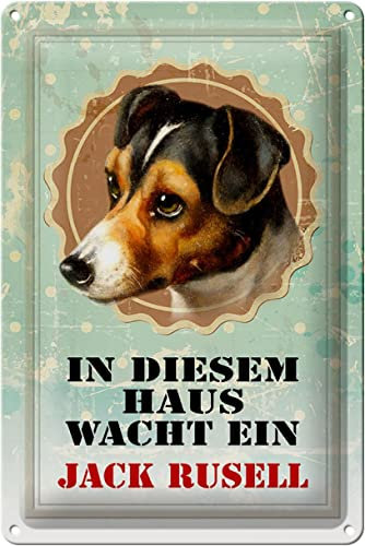 Femer Blechschild Hund 20x30cm in diesem Haus wacht Jack Russel