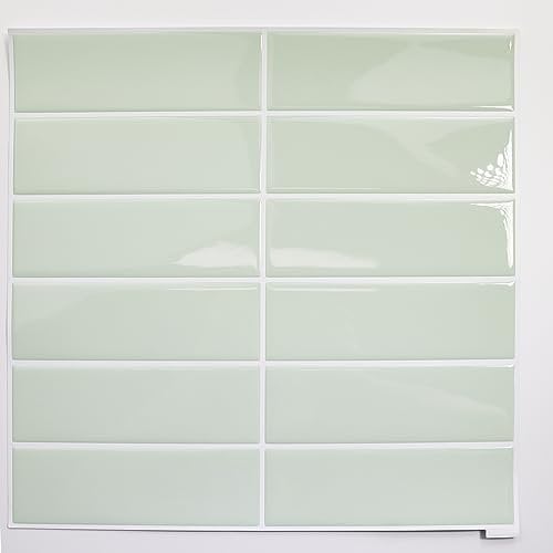 Alwayspon 3D-Vinyl-Wandfliesenaufkleber, 30,5 x 30,5 cm, minzgrün, zum Abziehen und Aufkleben, selbstklebend, wasserdicht, für Küche, Badezimmer, Wand, 10 Blatt